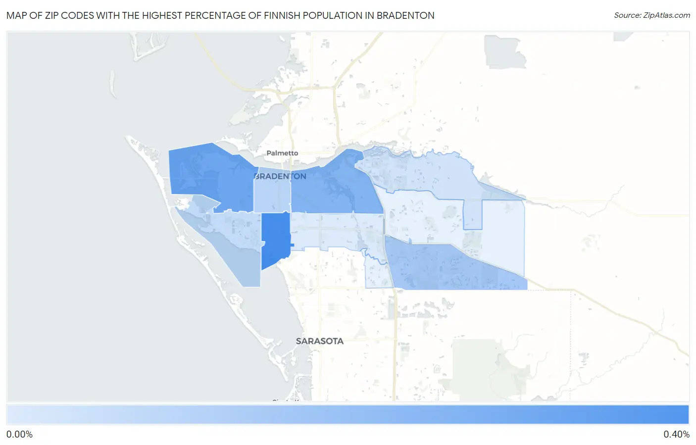 Zip Codes with the Highest Percentage of Finnish Population in Bradenton Map