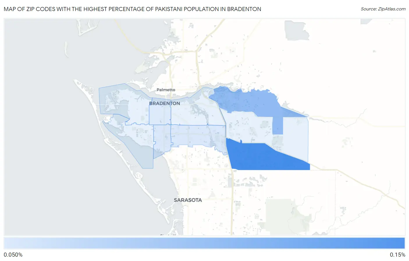 Zip Codes with the Highest Percentage of Pakistani Population in Bradenton Map