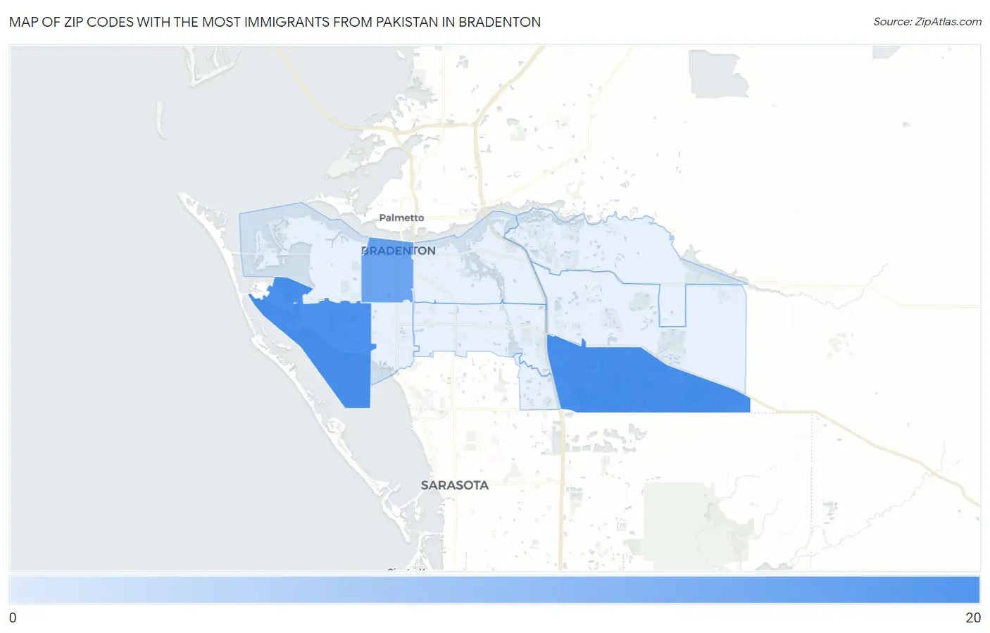 Zip Codes with the Most Immigrants from Pakistan in Bradenton Map