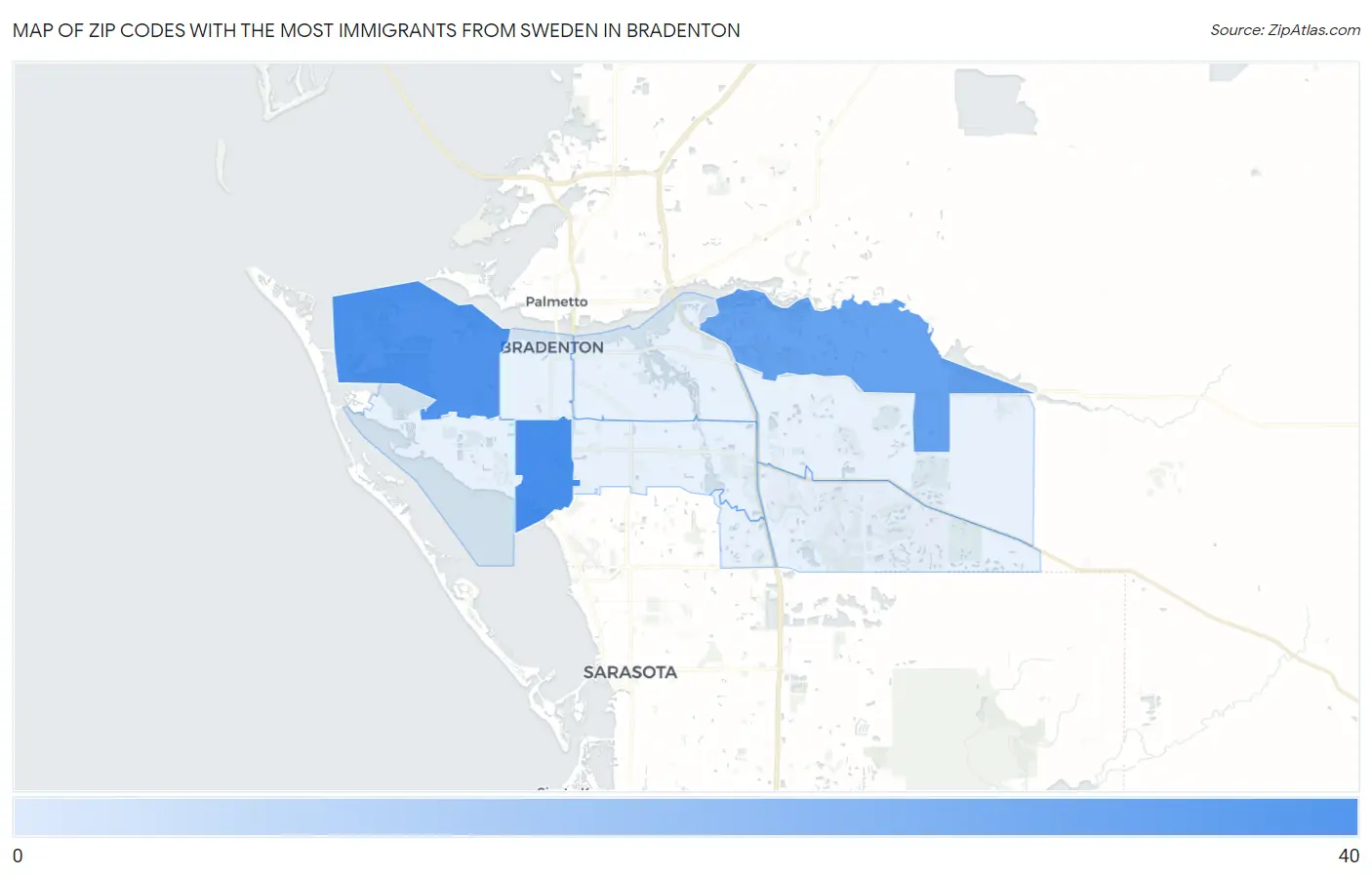 Zip Codes with the Most Immigrants from Sweden in Bradenton Map