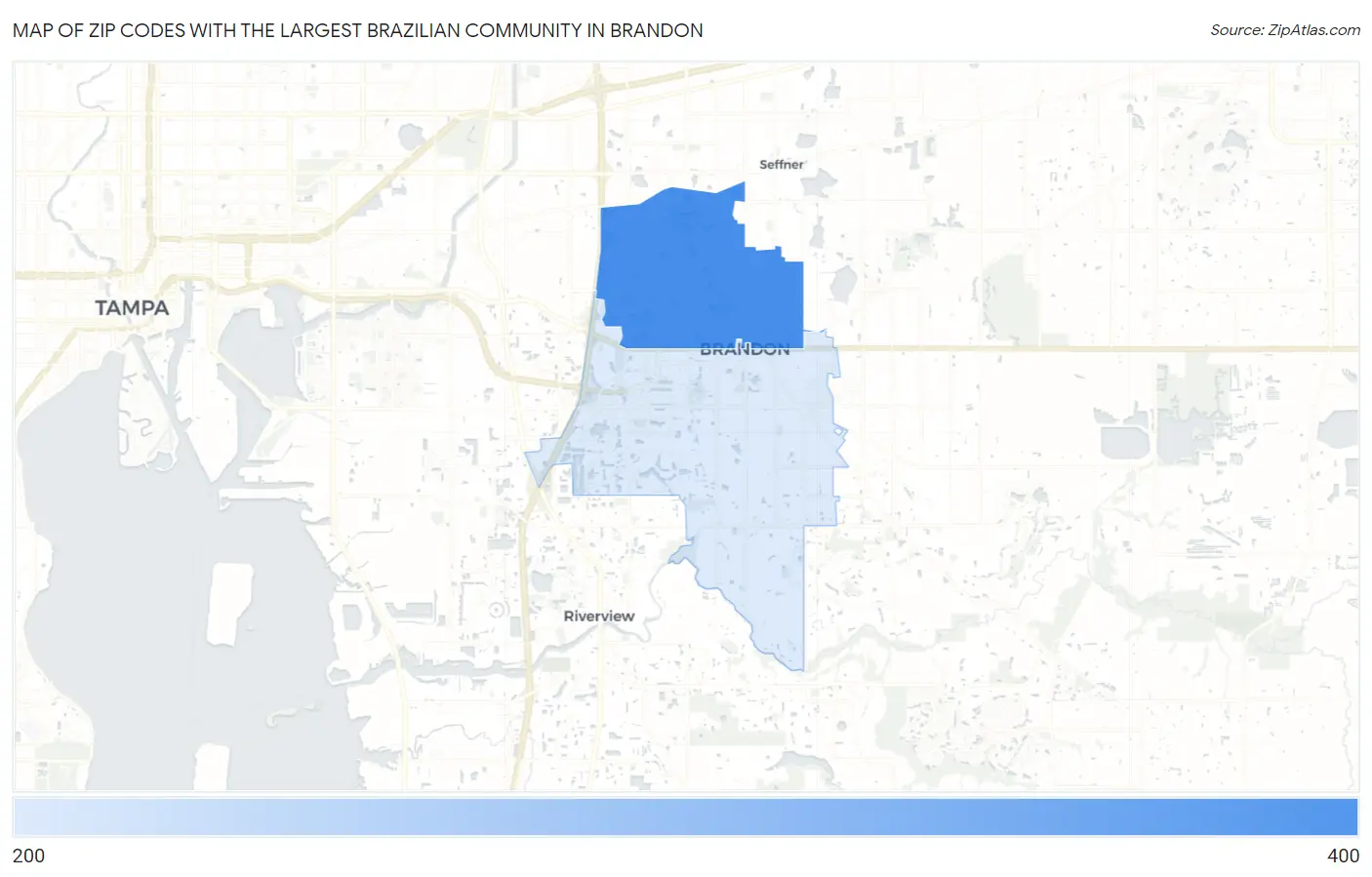 Zip Codes with the Largest Brazilian Community in Brandon Map