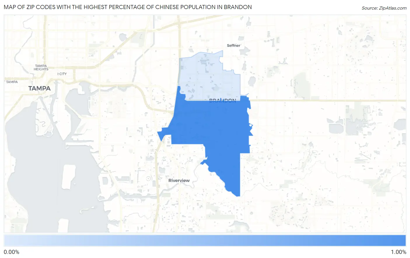 Zip Codes with the Highest Percentage of Chinese Population in Brandon Map