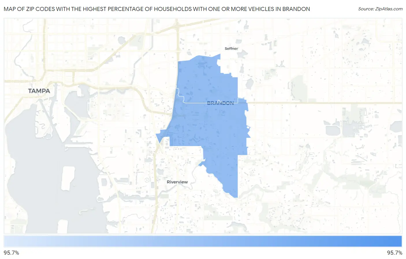 Zip Codes with the Highest Percentage of Households With One or more Vehicles in Brandon Map