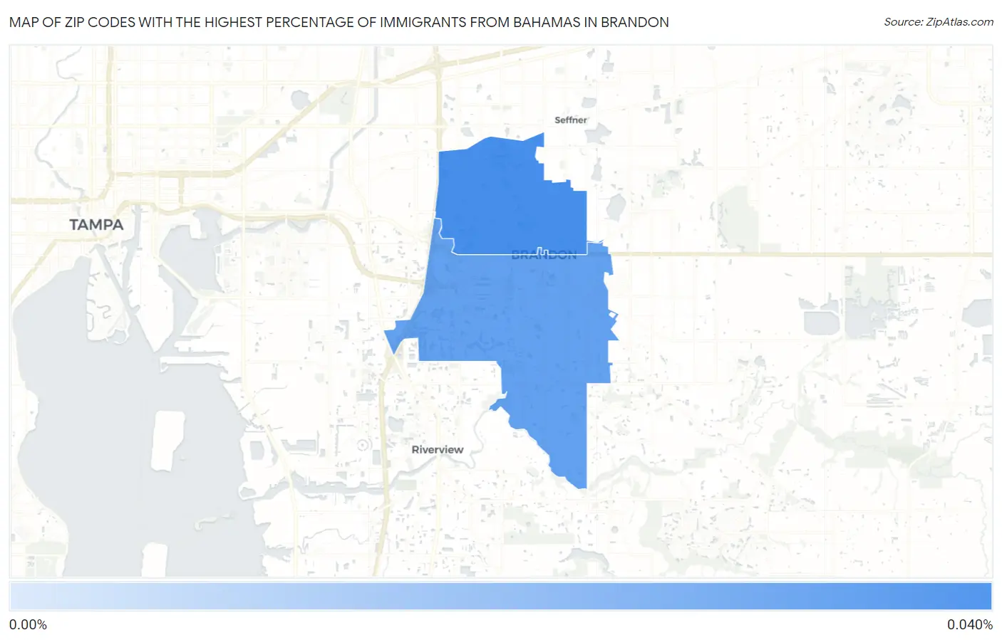 Zip Codes with the Highest Percentage of Immigrants from Bahamas in Brandon Map