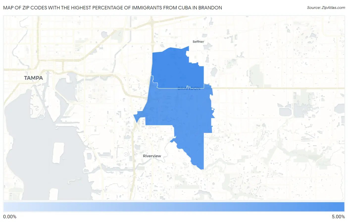 Zip Codes with the Highest Percentage of Immigrants from Cuba in Brandon Map
