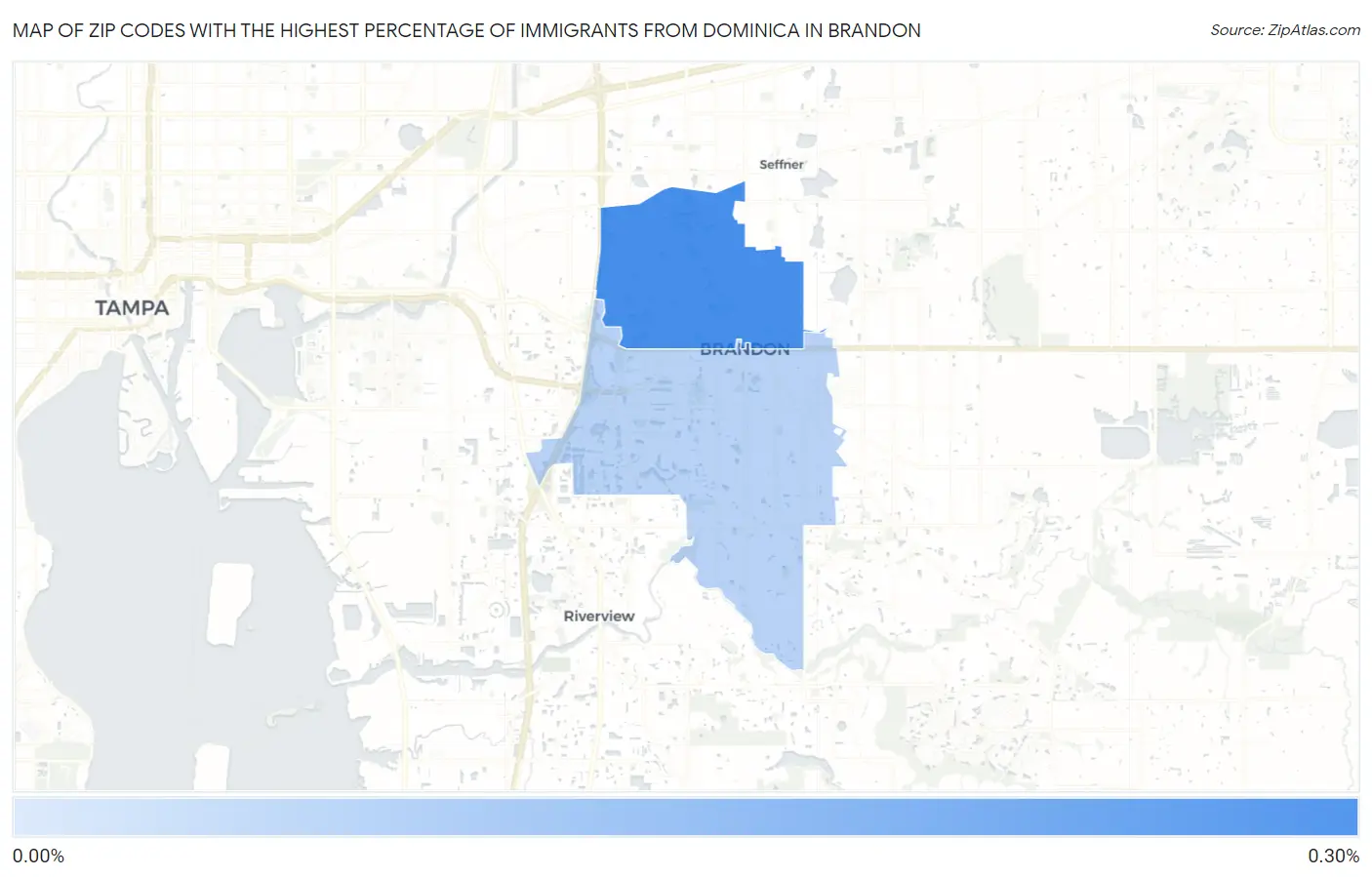 Zip Codes with the Highest Percentage of Immigrants from Dominica in Brandon Map