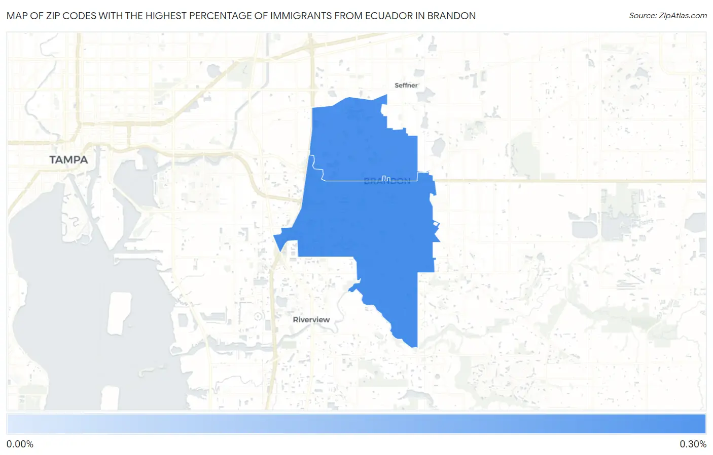 Zip Codes with the Highest Percentage of Immigrants from Ecuador in Brandon Map