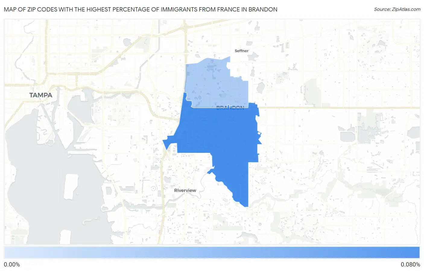 Zip Codes with the Highest Percentage of Immigrants from France in Brandon Map