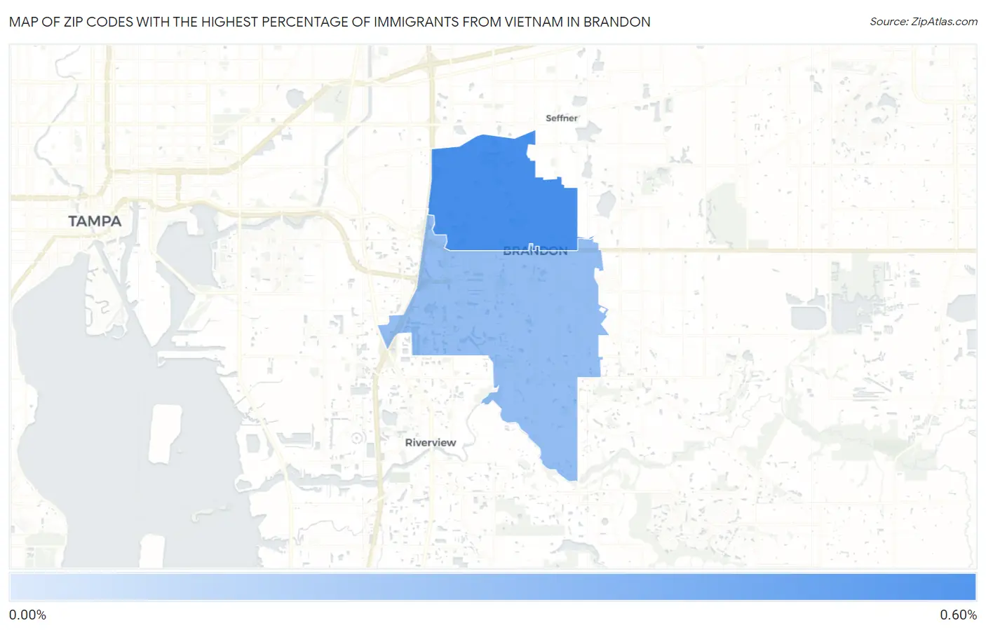 Zip Codes with the Highest Percentage of Immigrants from Vietnam in Brandon Map