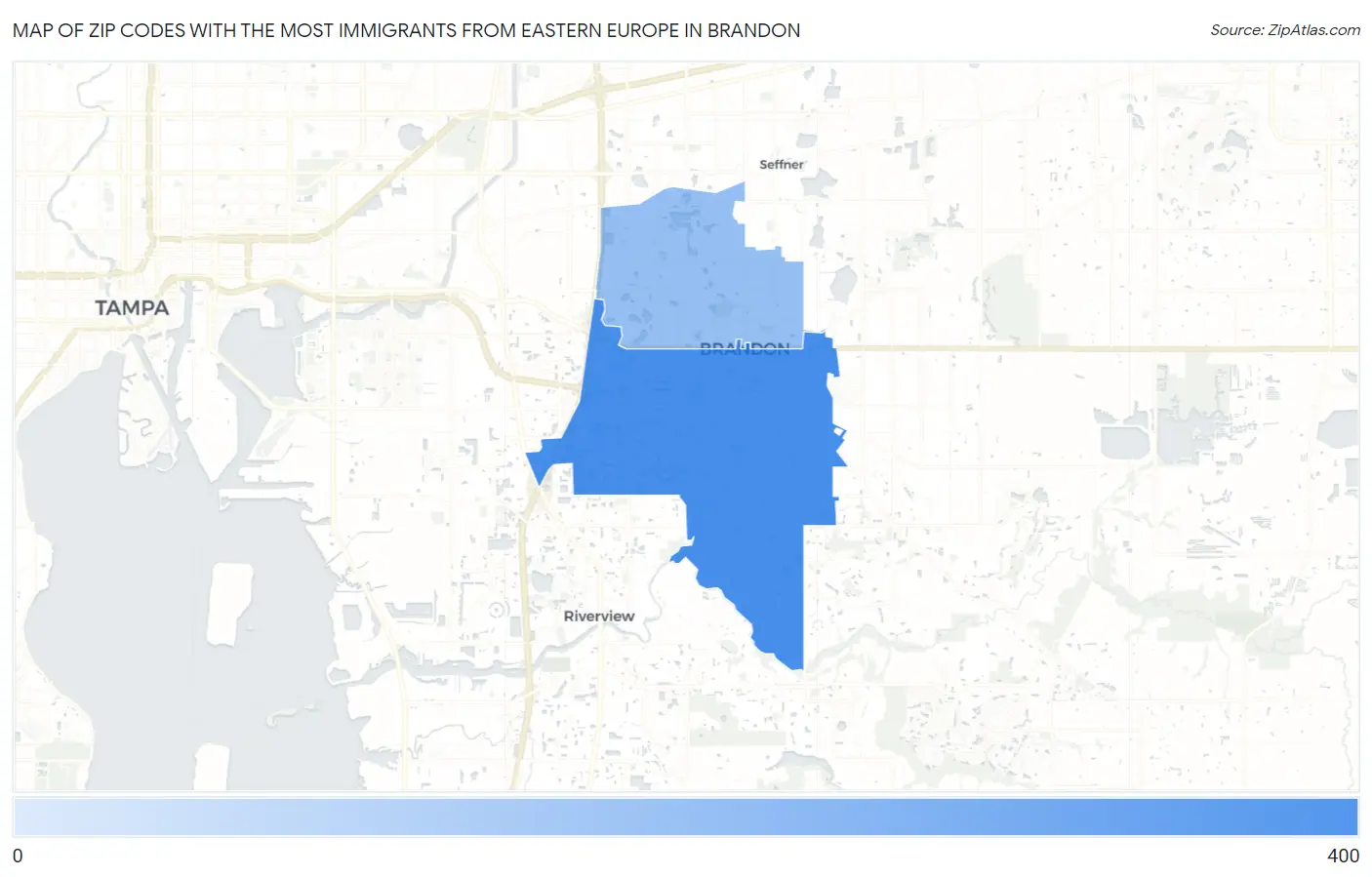 Zip Codes with the Most Immigrants from Eastern Europe in Brandon Map