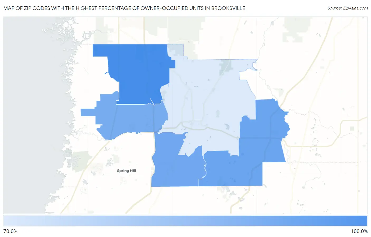Zip Codes with the Highest Percentage of Owner-Occupied Units in Brooksville Map