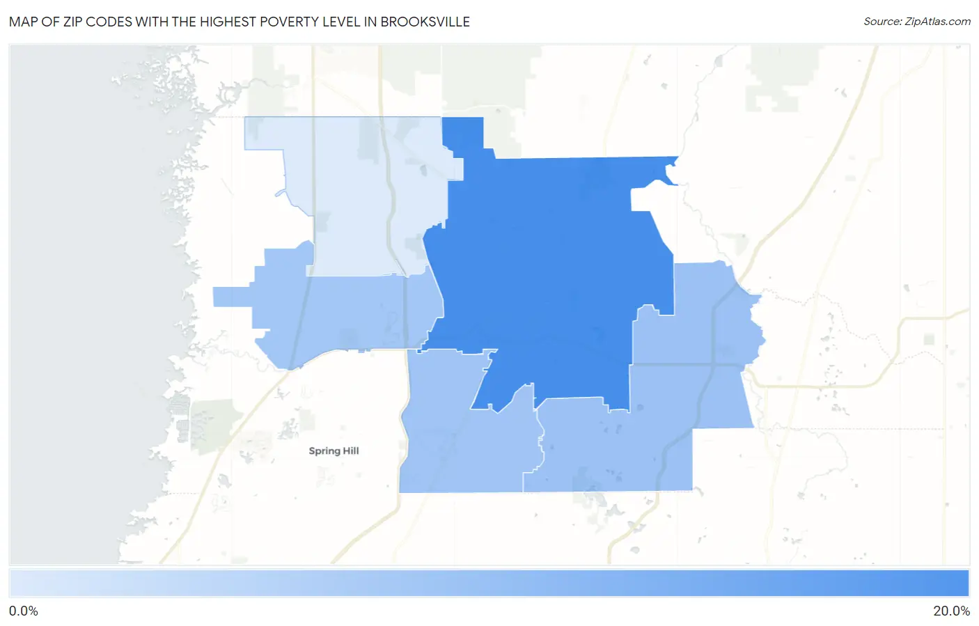 Zip Codes with the Highest Poverty Level in Brooksville Map