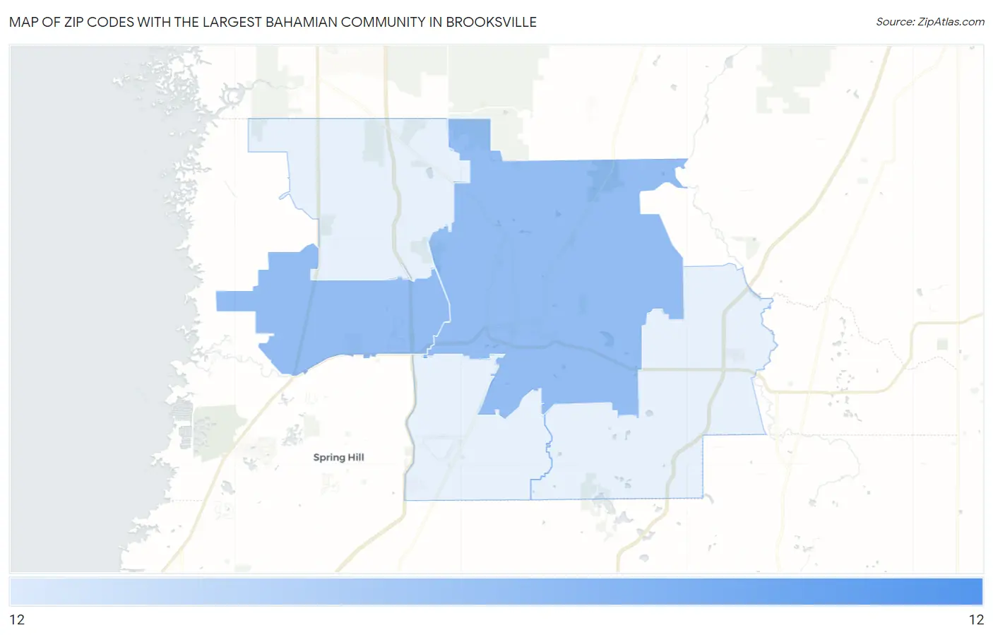 Zip Codes with the Largest Bahamian Community in Brooksville Map