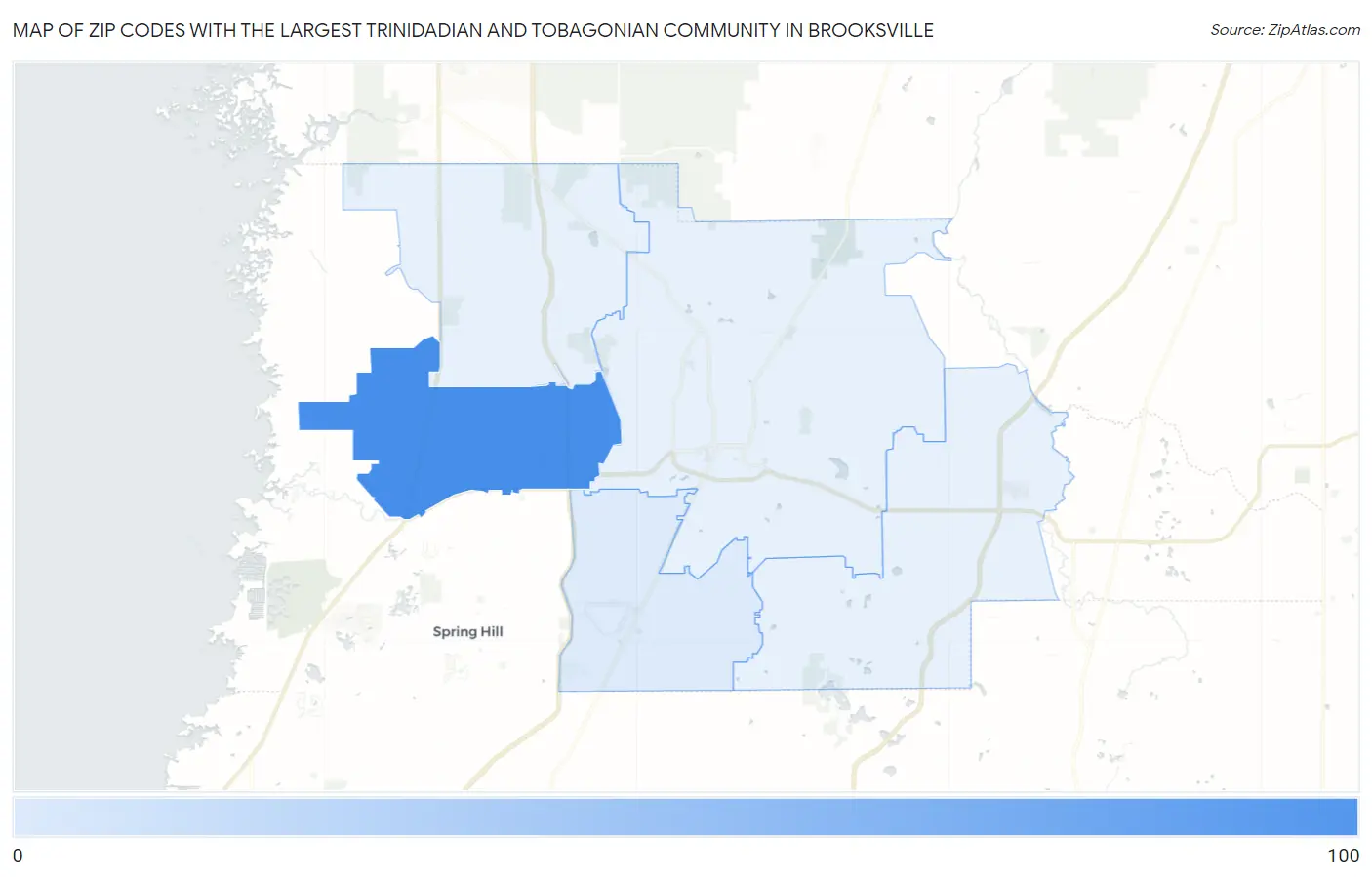 Zip Codes with the Largest Trinidadian and Tobagonian Community in Brooksville Map