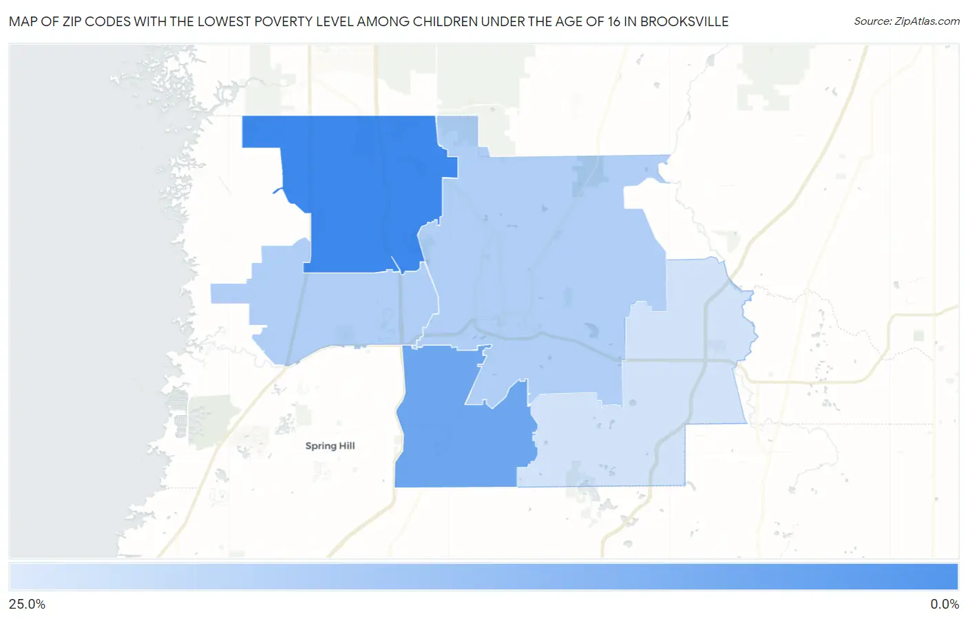 Zip Codes with the Lowest Poverty Level Among Children Under the Age of 16 in Brooksville Map