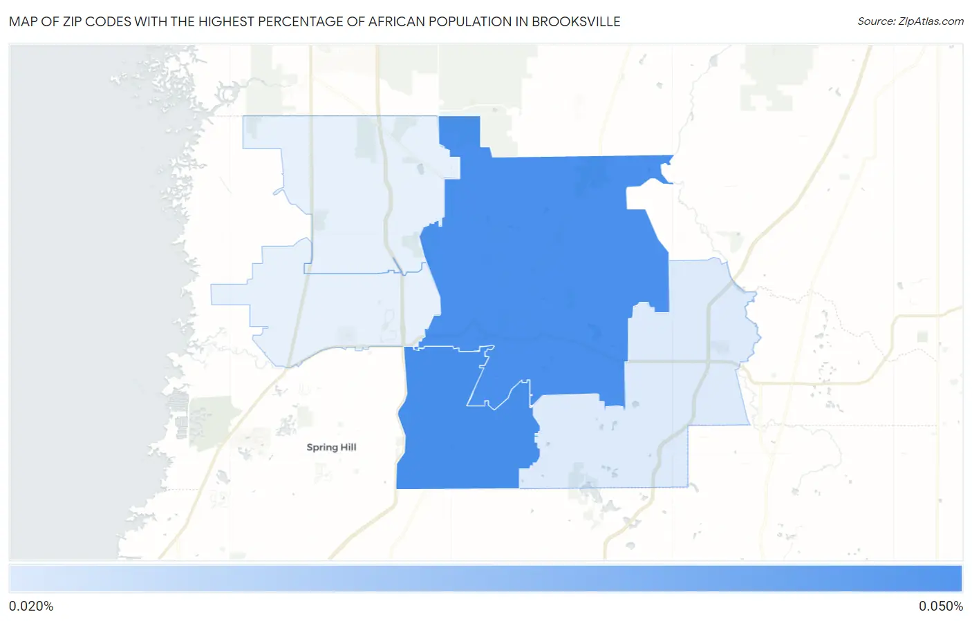 Zip Codes with the Highest Percentage of African Population in Brooksville Map