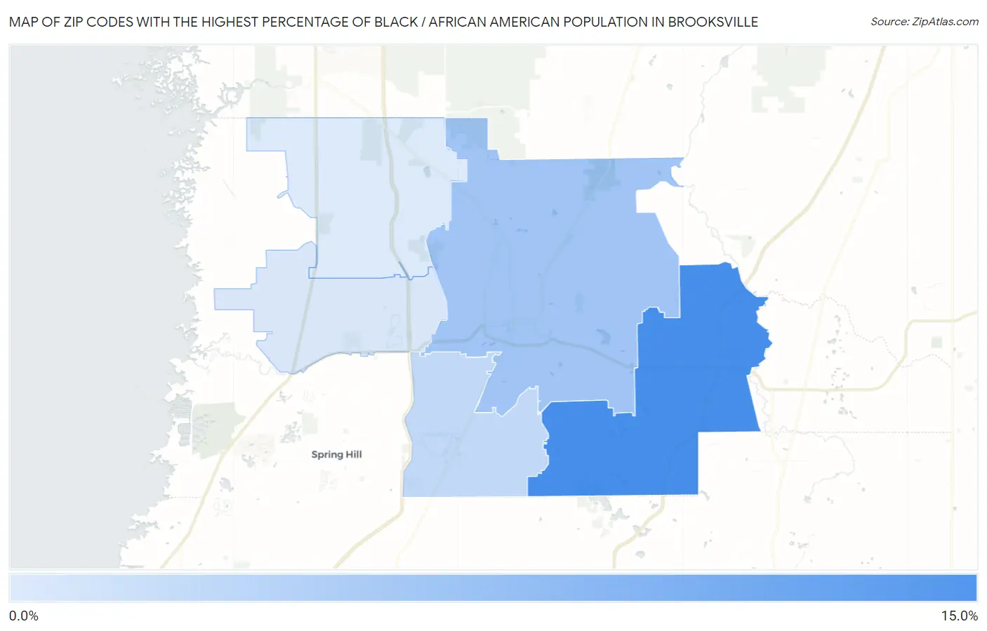 Zip Codes with the Highest Percentage of Black / African American Population in Brooksville Map