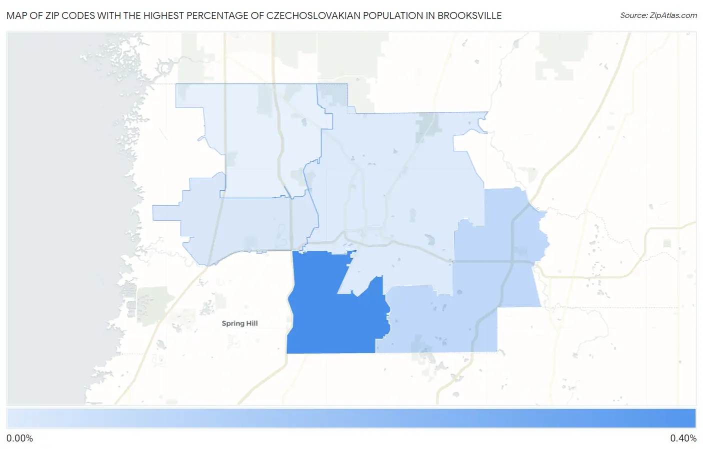 Zip Codes with the Highest Percentage of Czechoslovakian Population in Brooksville Map