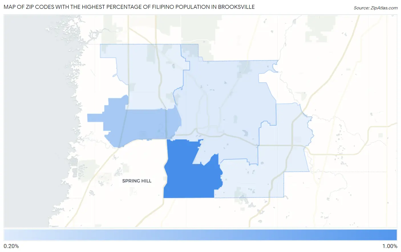 Zip Codes with the Highest Percentage of Filipino Population in Brooksville Map