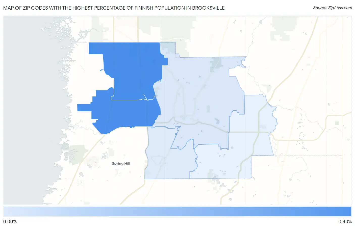 Zip Codes with the Highest Percentage of Finnish Population in Brooksville Map
