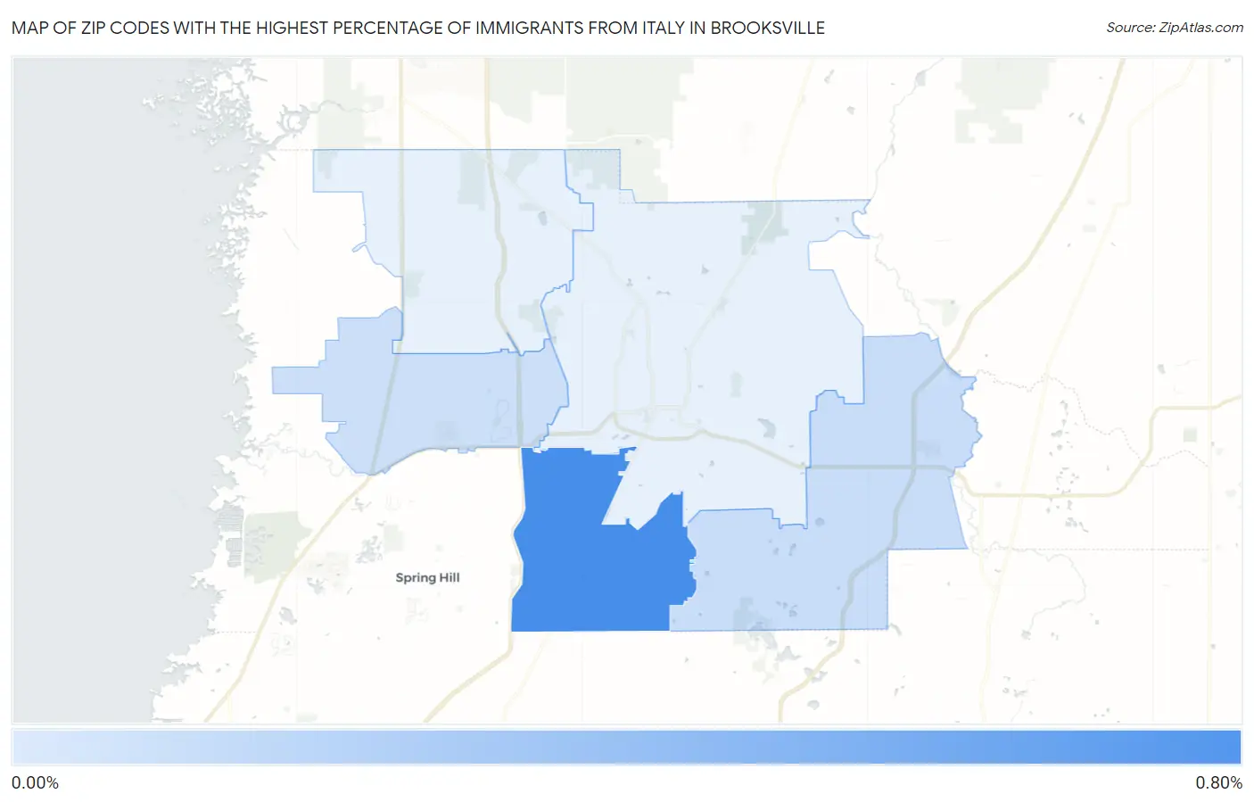 Zip Codes with the Highest Percentage of Immigrants from Italy in Brooksville Map