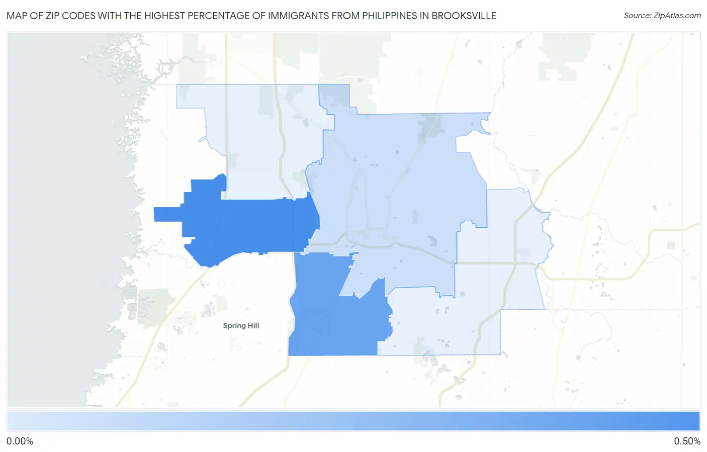 Zip Codes with the Highest Percentage of Immigrants from Philippines in Brooksville Map