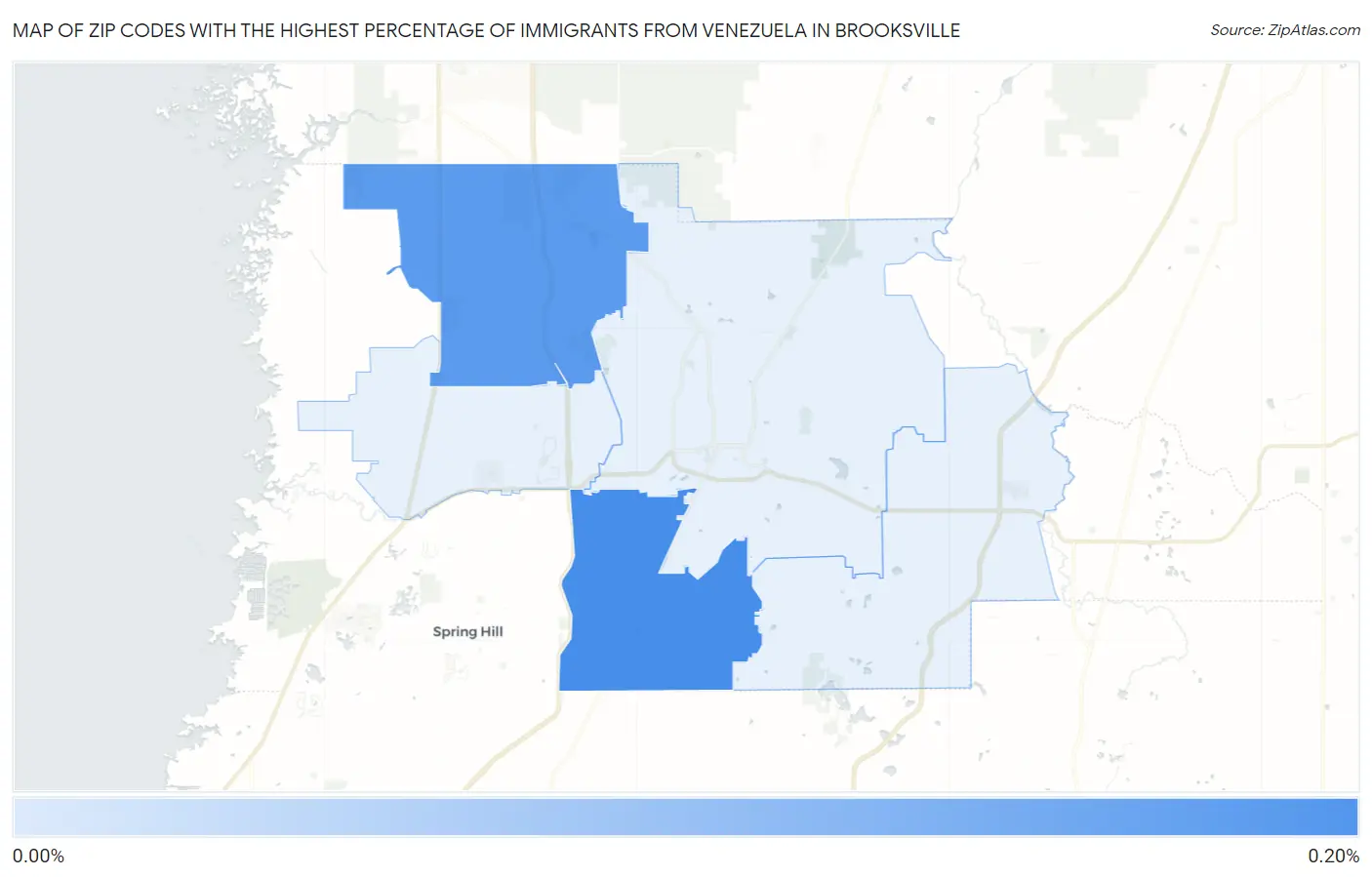 Zip Codes with the Highest Percentage of Immigrants from Venezuela in Brooksville Map