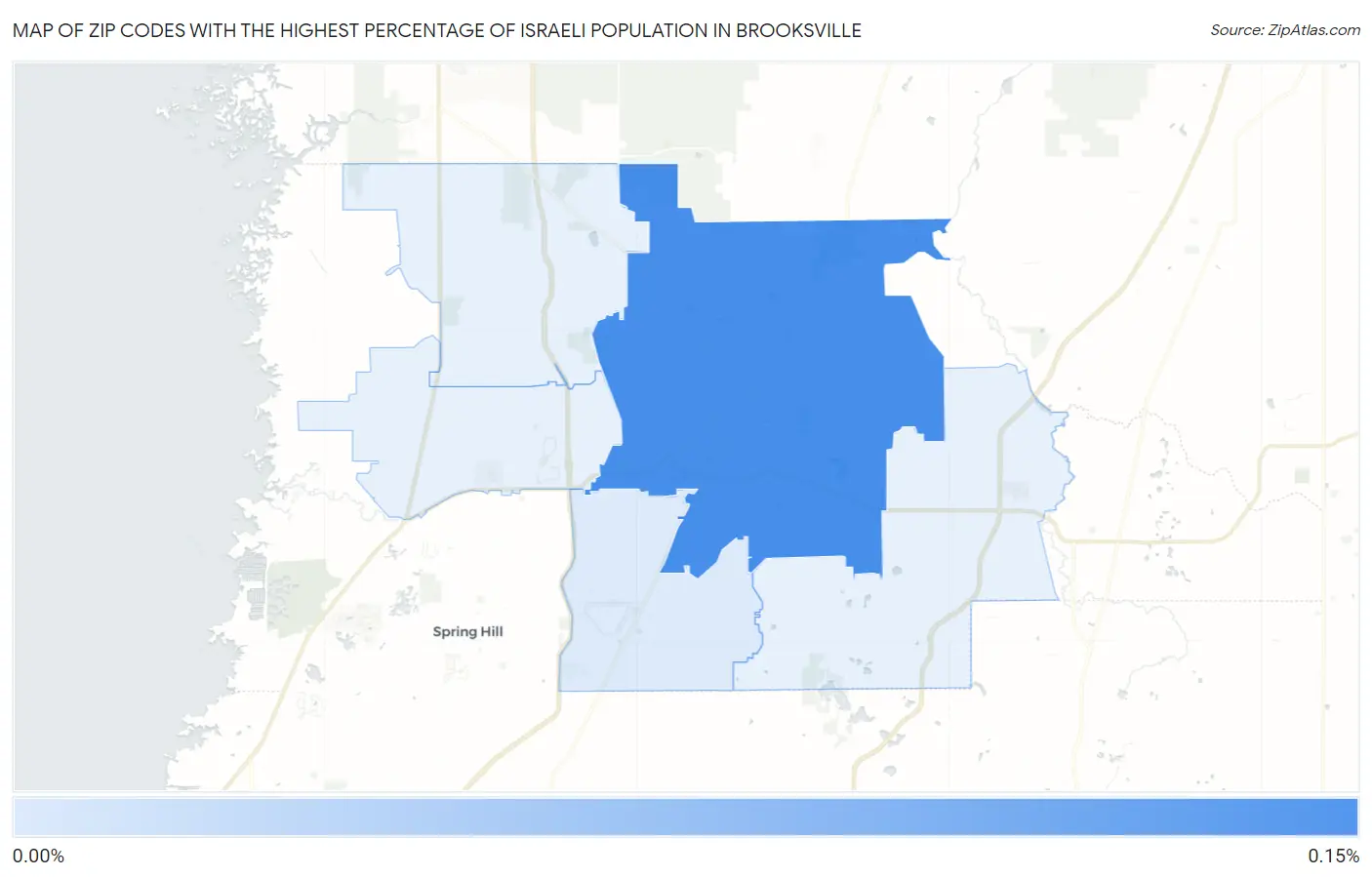 Zip Codes with the Highest Percentage of Israeli Population in Brooksville Map