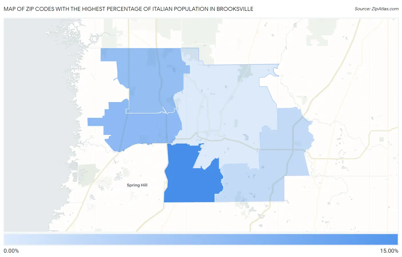 Zip Codes with the Highest Percentage of Italian Population in Brooksville Map