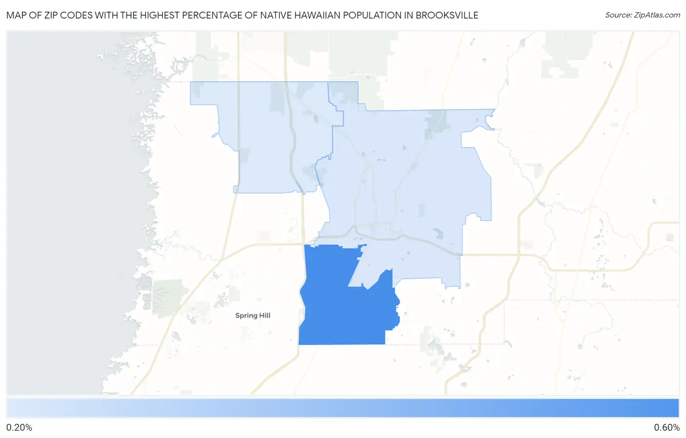 Zip Codes with the Highest Percentage of Native Hawaiian Population in Brooksville Map