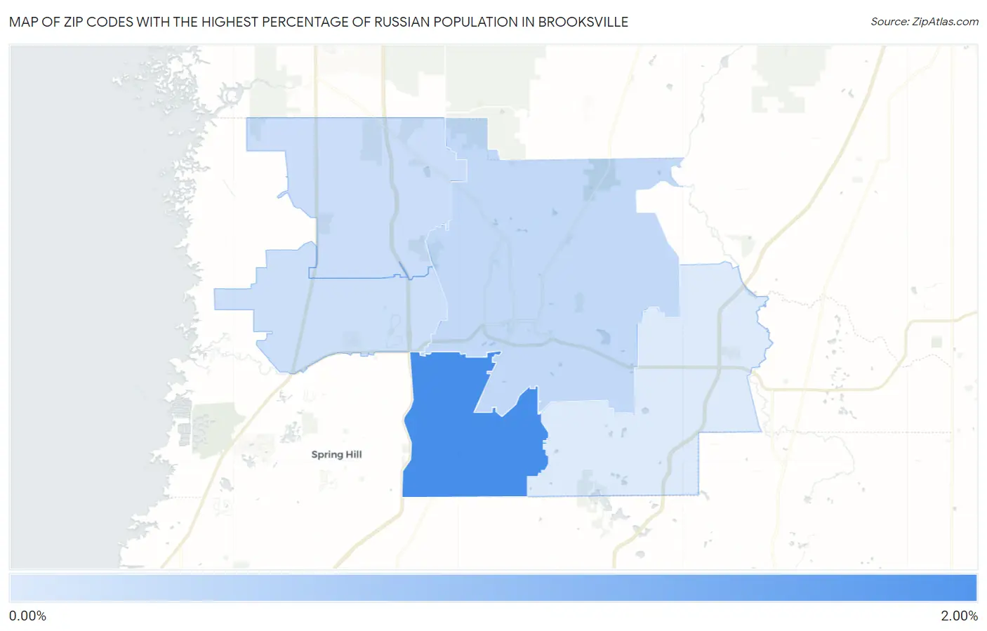 Zip Codes with the Highest Percentage of Russian Population in Brooksville Map