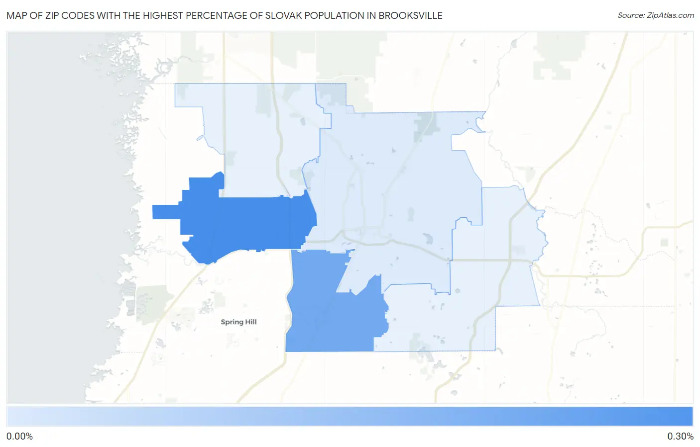 Zip Codes with the Highest Percentage of Slovak Population in Brooksville Map