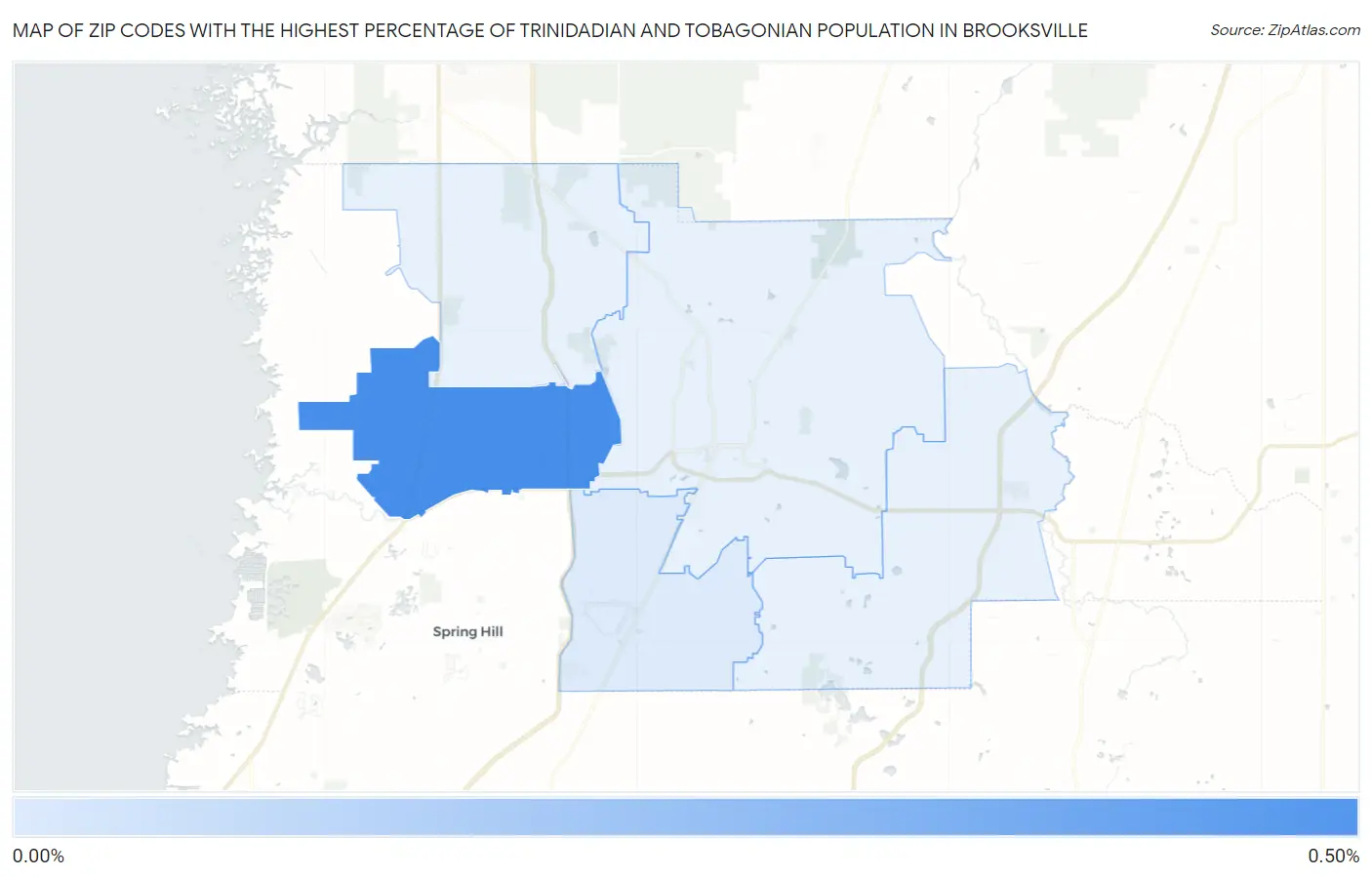 Zip Codes with the Highest Percentage of Trinidadian and Tobagonian Population in Brooksville Map