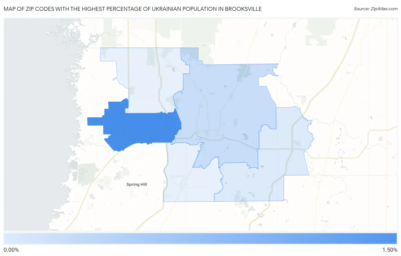 Zip Codes with the Highest Percentage of Ukrainian Population in Brooksville Map
