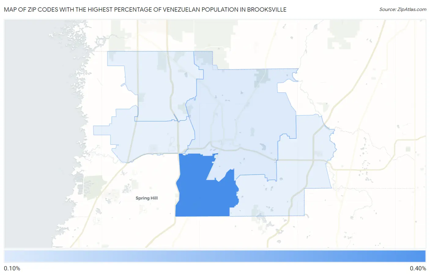 Zip Codes with the Highest Percentage of Venezuelan Population in Brooksville Map