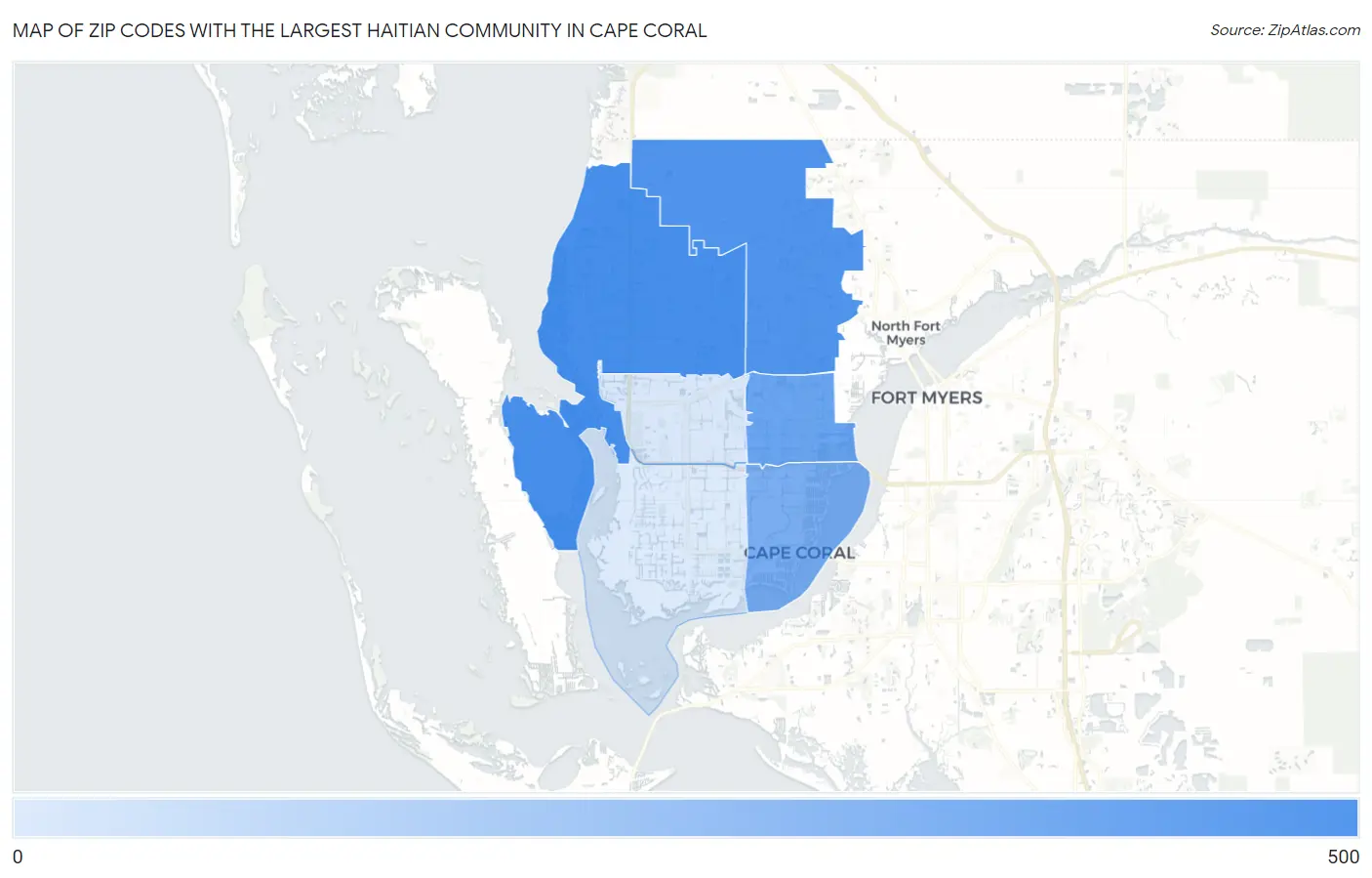 Zip Codes with the Largest Haitian Community in Cape Coral Map