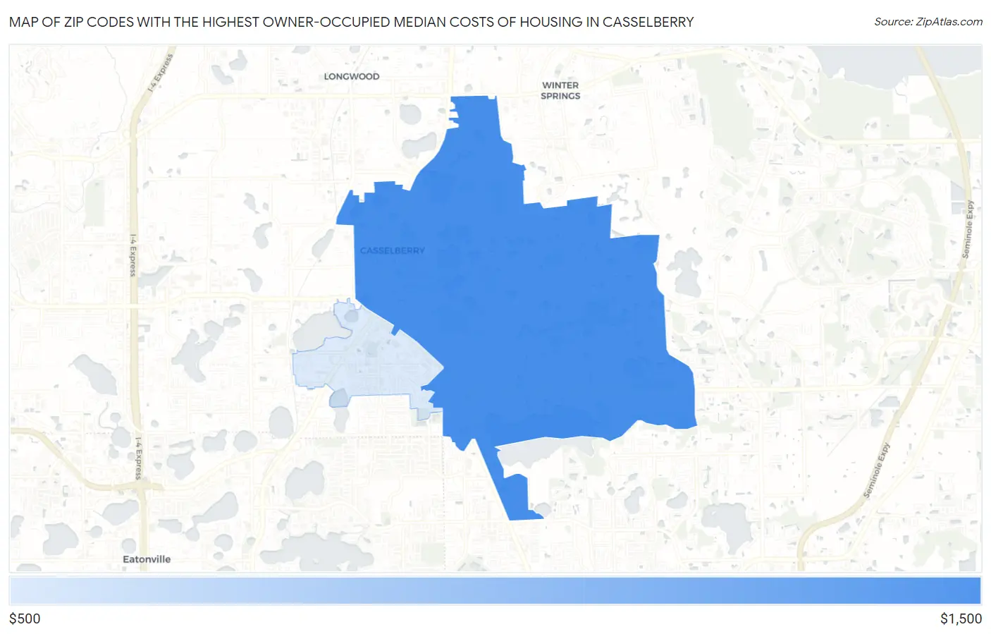 Zip Codes with the Highest Owner-Occupied Median Costs of Housing in Casselberry Map