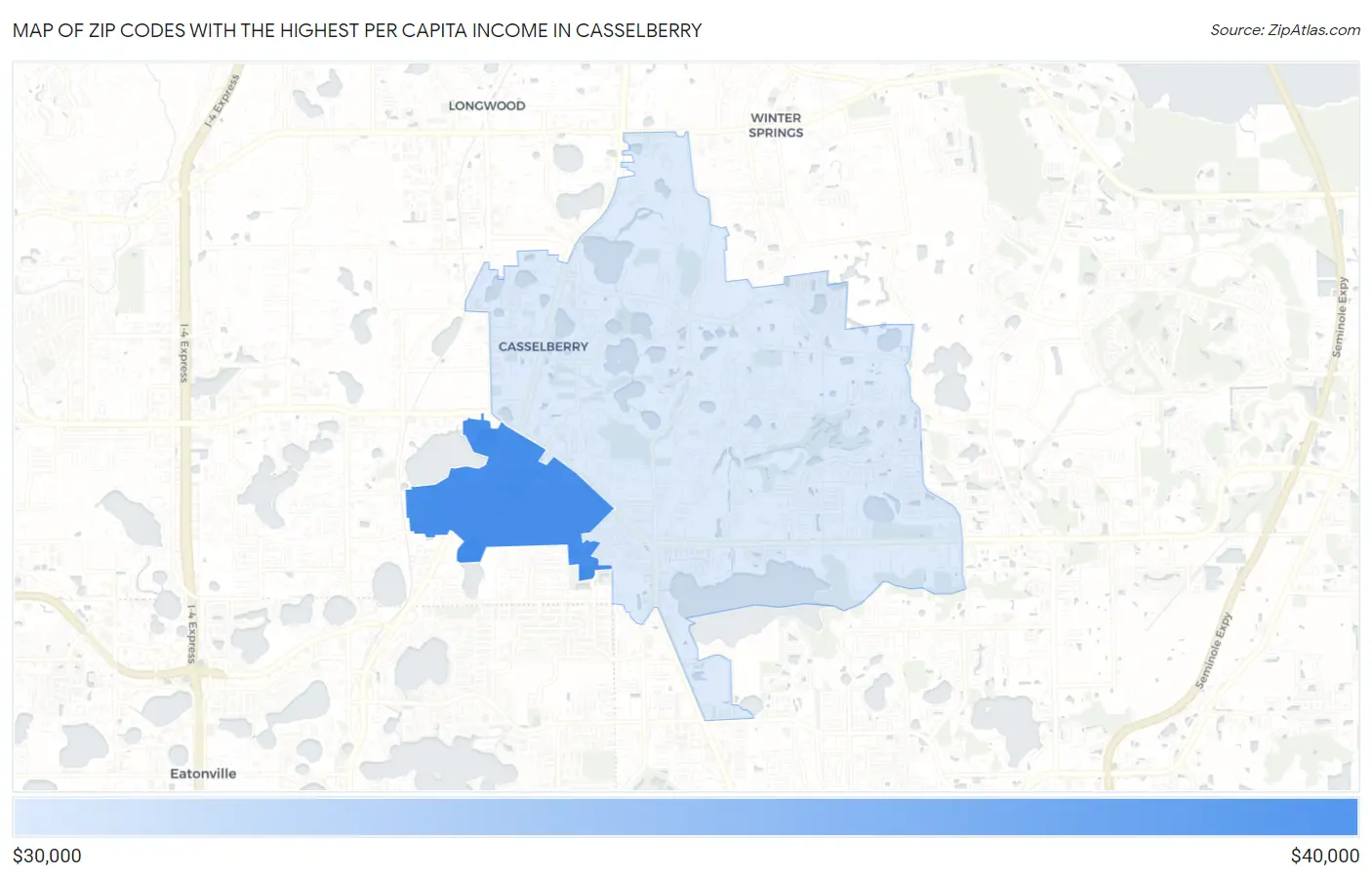 Zip Codes with the Highest Per Capita Income in Casselberry Map