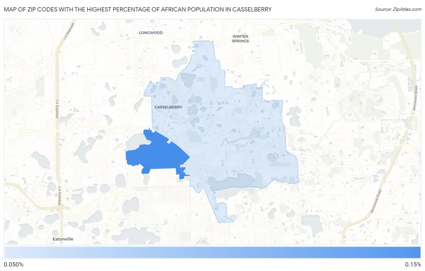 Zip Codes with the Highest Percentage of African Population in Casselberry Map