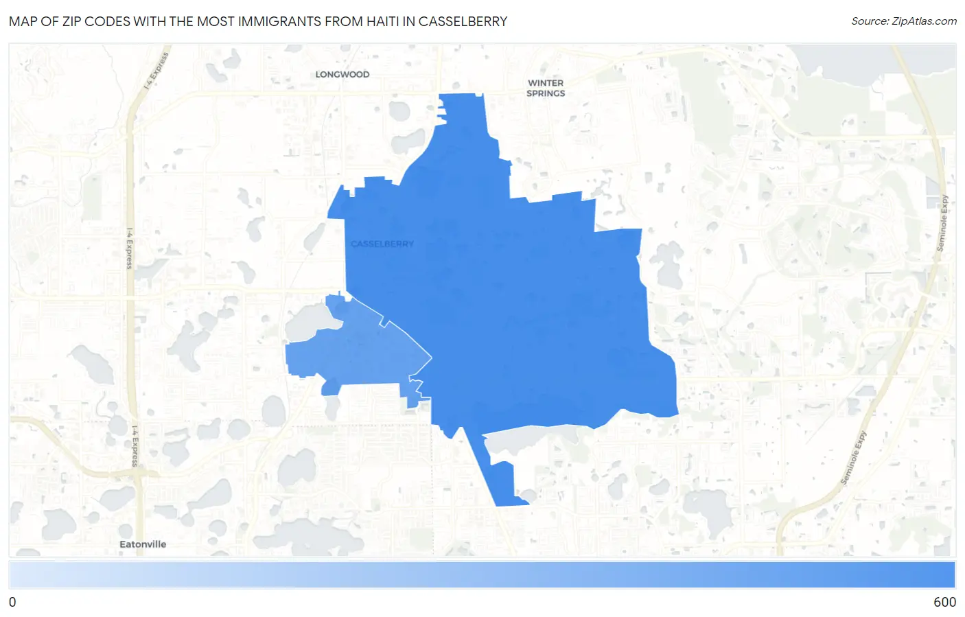 Zip Codes with the Most Immigrants from Haiti in Casselberry Map