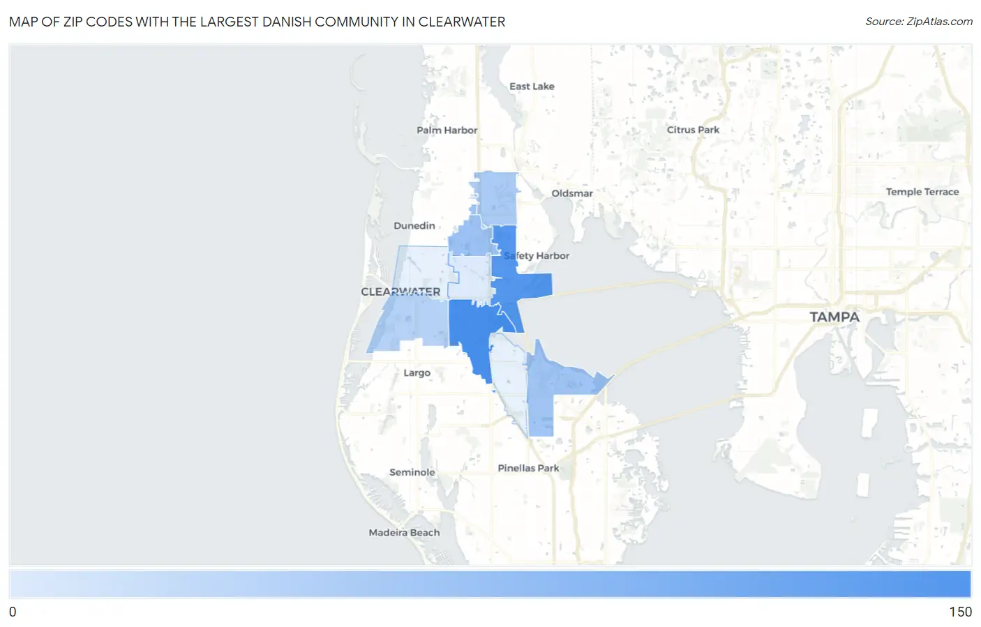 Zip Codes with the Largest Danish Community in Clearwater Map