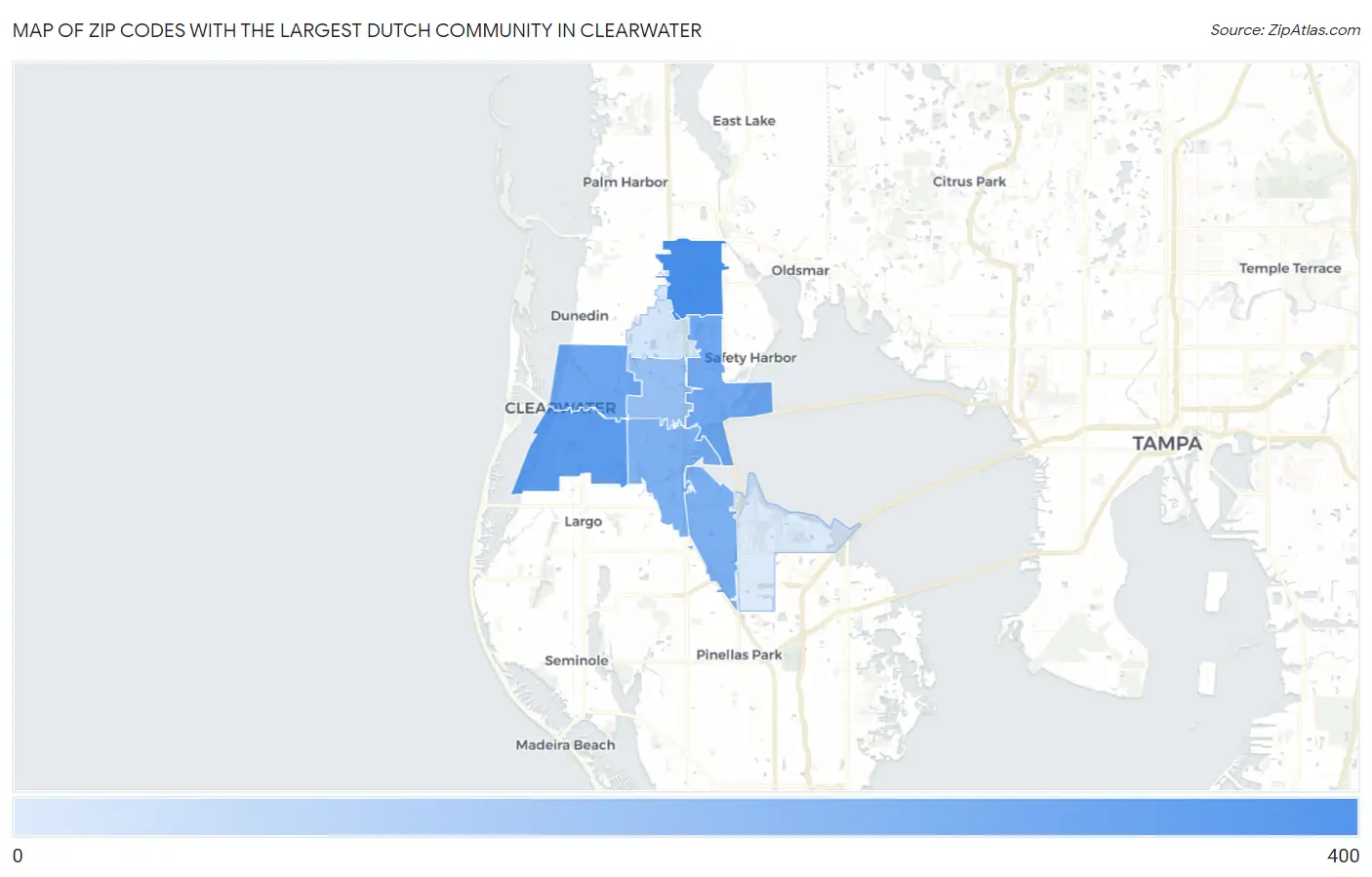 Zip Codes with the Largest Dutch Community in Clearwater Map