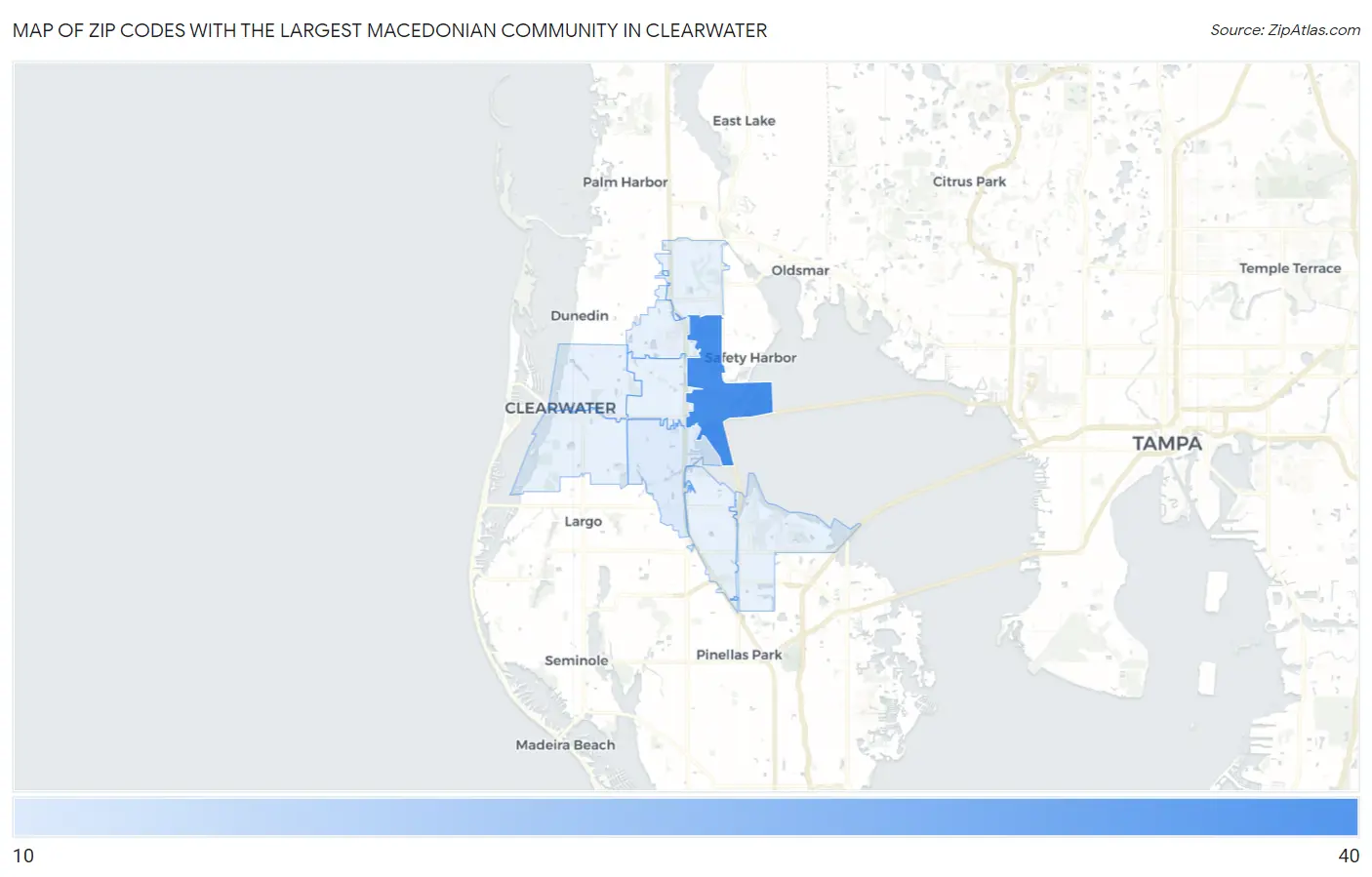 Zip Codes with the Largest Macedonian Community in Clearwater Map