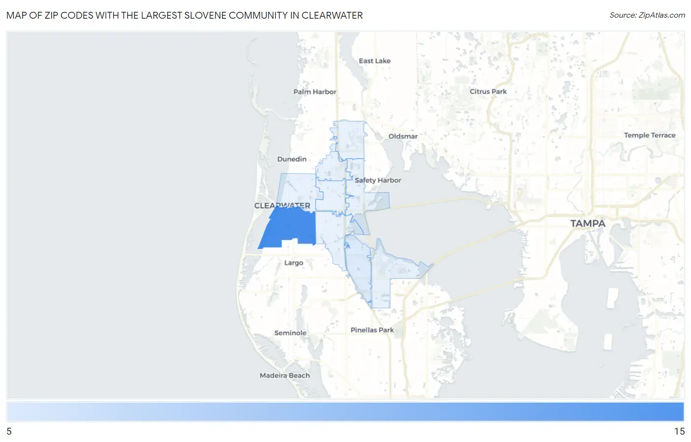 Zip Codes with the Largest Slovene Community in Clearwater Map