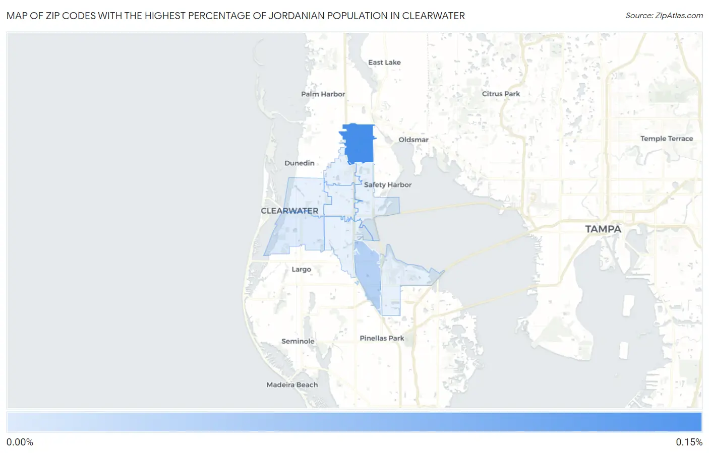 Zip Codes with the Highest Percentage of Jordanian Population in Clearwater Map