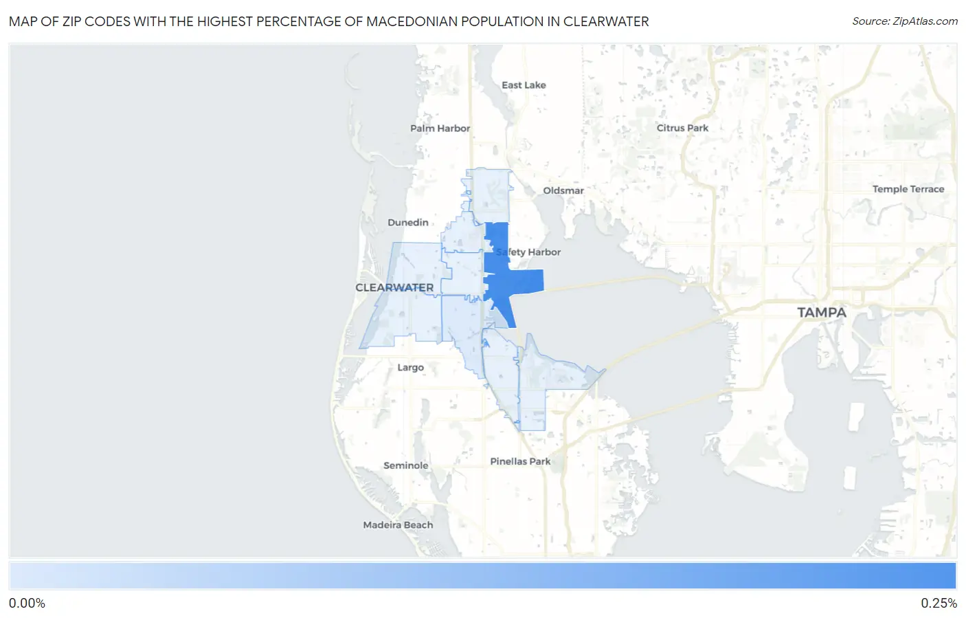 Zip Codes with the Highest Percentage of Macedonian Population in Clearwater Map