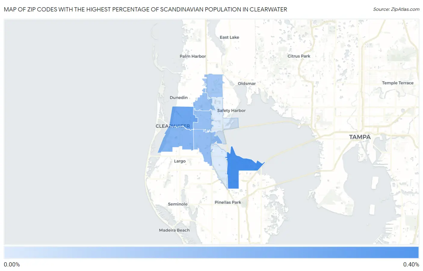 Zip Codes with the Highest Percentage of Scandinavian Population in Clearwater Map