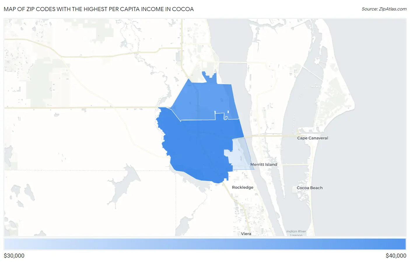 Zip Codes with the Highest Per Capita Income in Cocoa Map