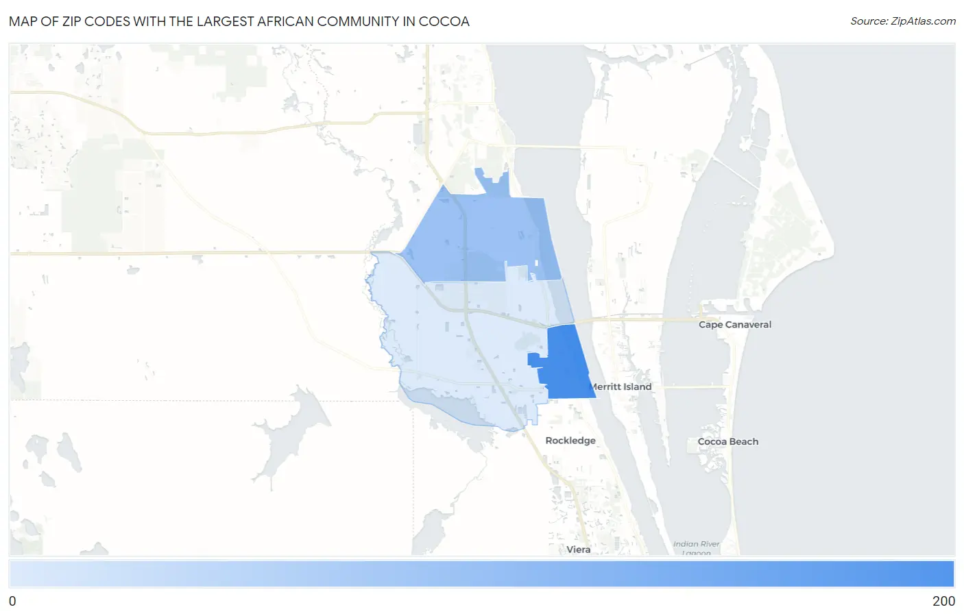 Zip Codes with the Largest African Community in Cocoa Map