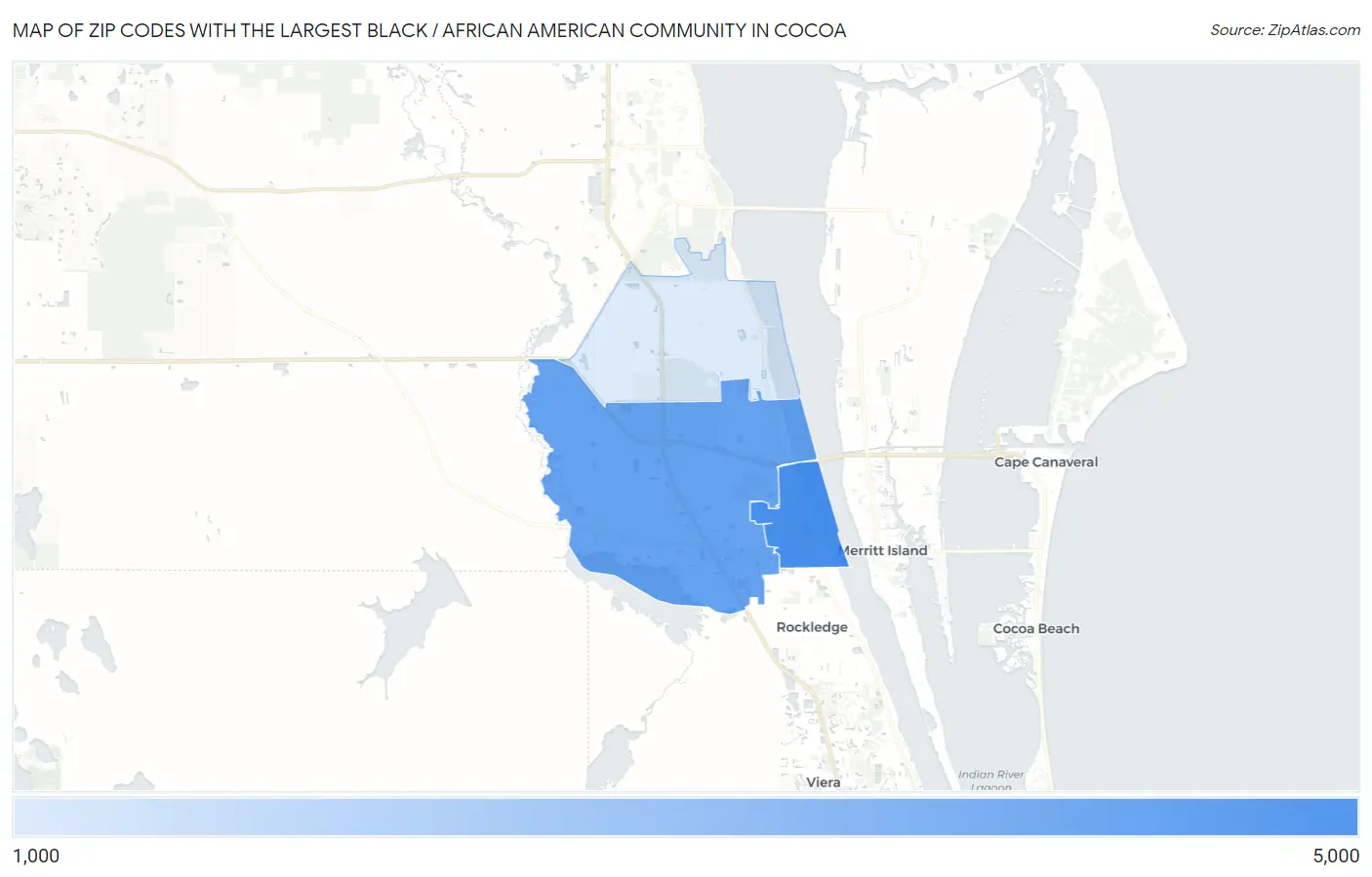 Zip Codes with the Largest Black / African American Community in Cocoa Map